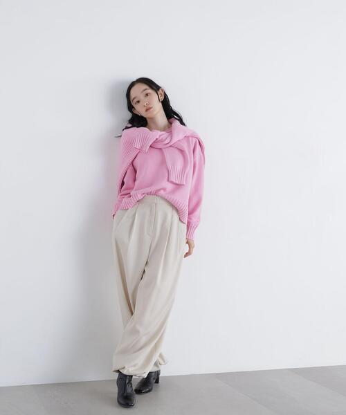 N.(N. Natural Beauty Basic)(エヌエヌナチュラルビューティーベーシック)の「クルーネックニット(ニット/セーター・レディース・ネイビー/レッド/ピンク・FREE)」の4枚目の写真