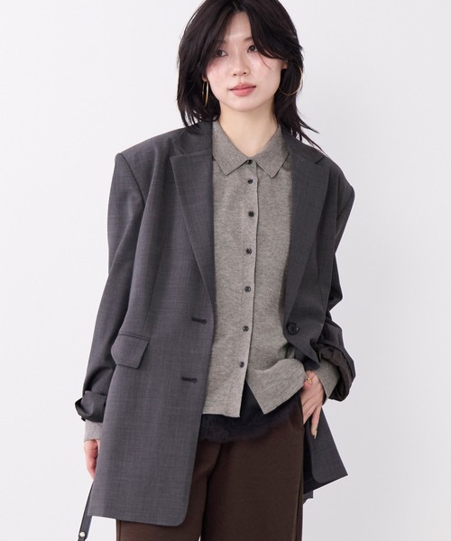 MICA&DEAL(マイカ&ディール)の「コットンヤクニットシャツカーディガン(ニット/セーター・レディース・ベージュ/ダークネイビー/グレー・FREE)」の10枚目の写真