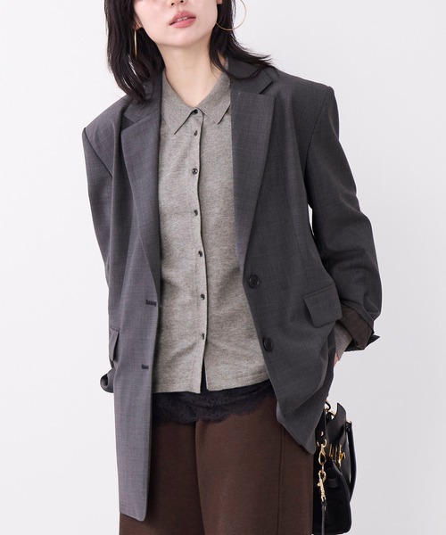 MICA&DEAL(マイカ&ディール)の「コットンヤクニットシャツカーディガン(ニット/セーター・レディース・ベージュ/ダークネイビー/グレー・FREE)」の11枚目の写真