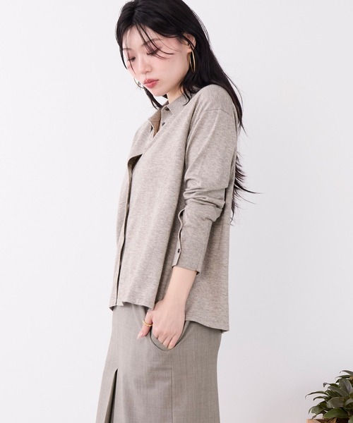 MICA&DEAL(マイカ&ディール)の「コットンヤクニットシャツカーディガン(ニット/セーター・レディース・ベージュ/ダークネイビー/グレー・FREE)」の15枚目の写真