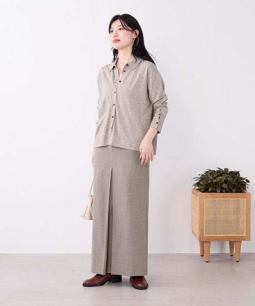 MICA&DEAL(マイカ&ディール)の「コットンヤクニットシャツカーディガン(ニット/セーター・レディース・ベージュ/ダークネイビー/グレー・FREE)」の17枚目の写真