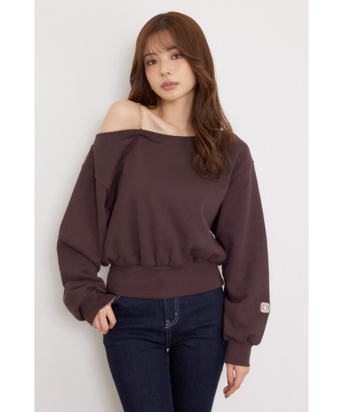 rienda(リエンダ)の「ワンショルダーボリュームスウェットトップス 秋服 冬服(スウェット・レディース・グレー/ライトピンク/ブラウン・FREE)」の1枚目の写真