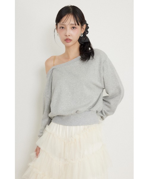 rienda(リエンダ)の「ワンショルダーボリュームスウェットトップス 秋服 冬服(スウェット・レディース・グレー/ライトピンク/ブラウン・FREE)」の2枚目の写真