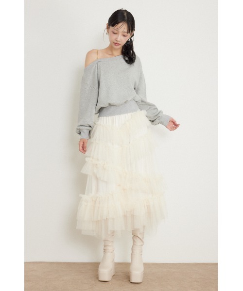 rienda(リエンダ)の「ワンショルダーボリュームスウェットトップス 秋服 冬服(スウェット・レディース・グレー/ライトピンク/ブラウン・FREE)」の4枚目の写真
