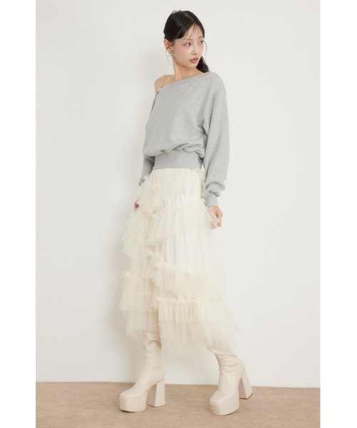 rienda(リエンダ)の「ワンショルダーボリュームスウェットトップス 秋服 冬服(スウェット・レディース・グレー/ライトピンク/ブラウン・FREE)」の5枚目の写真