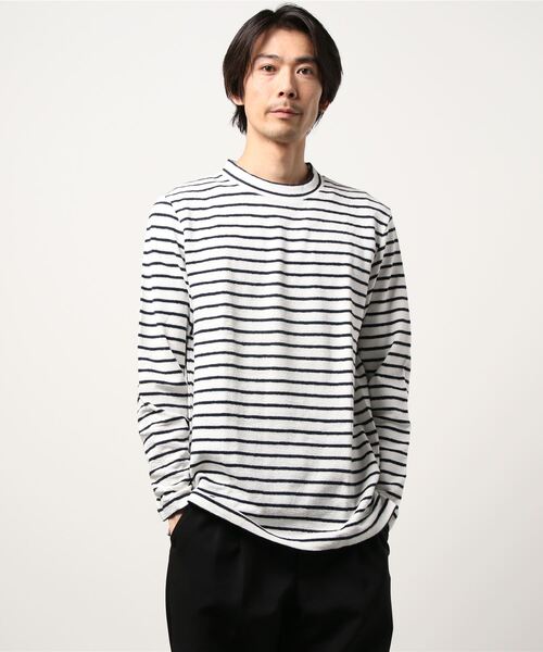 rovtski（ロフトスキー）の「SK INLAYMOCK NECK BDR LST（Tシャツ/カットソー・メンズ・ホワイト×ネイビー/ホワイト×グレー/ネイビー・LARGE/MEDIUM/X-LARGE）」の3枚目の写真
