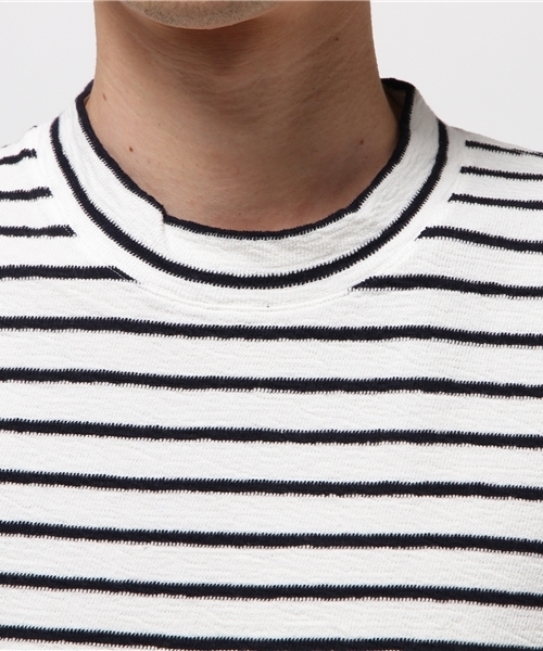 rovtski（ロフトスキー）の「SK INLAYMOCK NECK BDR LST（Tシャツ/カットソー・メンズ・ホワイト×ネイビー/ホワイト×グレー/ネイビー・LARGE/MEDIUM/X-LARGE）」の5枚目の写真