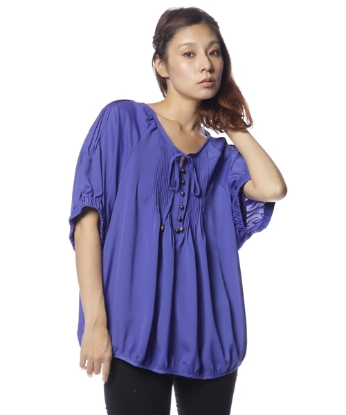 Tiara（ティアラ）の「ラグランピンタックブラウス（シャツ/ブラウス・レディース・アイボリー/ライトブラウン/モカ/ブルー・ﾌﾘ-）」の4枚目の写真