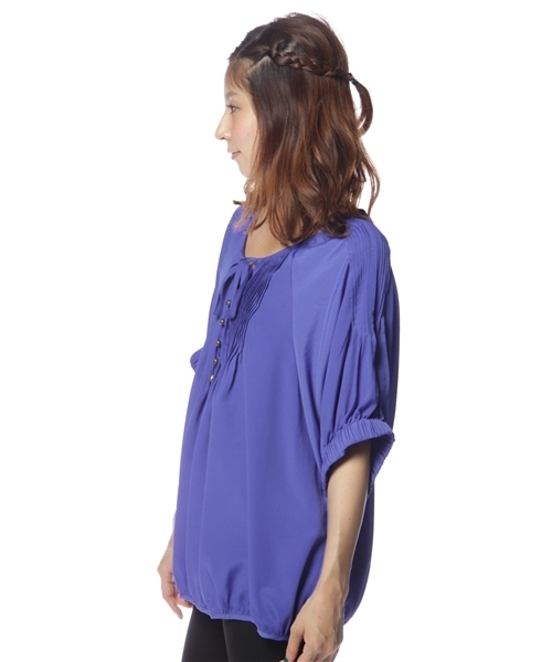 Tiara（ティアラ）の「ラグランピンタックブラウス（シャツ/ブラウス・レディース・アイボリー/ライトブラウン/モカ/ブルー・ﾌﾘ-）」の5枚目の写真