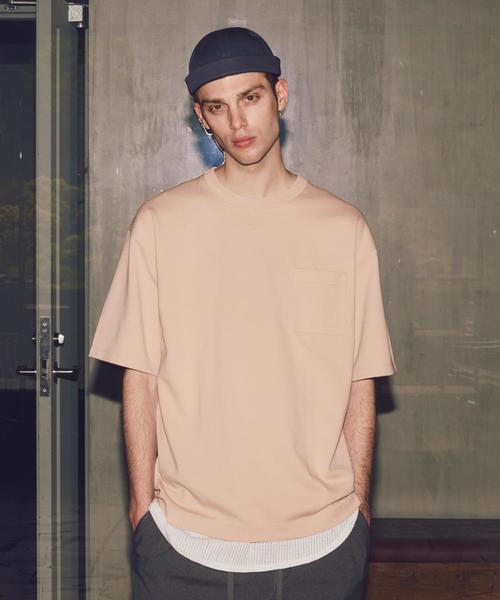 MONKEY TIME（モンキータイム）の「＜monkey time＞ TC/PONTI 1POC 5SL CN/Tシャツ ◆（Tシャツ/カットソー・メンズ・ホワイト/ブラック/ベージュ/オリーブ/ネイビー/ライトピンク/シャーベット/ライトブルー・MEDIUM/X-LARGE/SMALL/LARGE）」の8枚目の写真