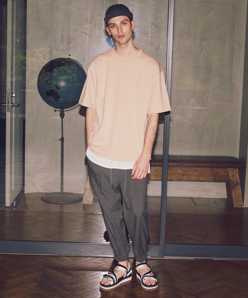 MONKEY TIME（モンキータイム）の「＜monkey time＞ TC/PONTI 1POC 5SL CN/Tシャツ ◆（Tシャツ/カットソー・メンズ・ホワイト/ブラック/ベージュ/オリーブ/ネイビー/ライトピンク/シャーベット/ライトブルー・MEDIUM/X-LARGE/SMALL/LARGE）」の11枚目の写真