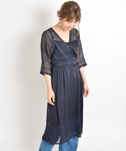 Khaju（カージュ）の「Khaju:カシュクールワンピース（ワンピース・レディース・レッド/ネイビー・ONE SIZE）」の2枚目の写真