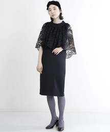 merlot plus | レースケープワンピース1124(ドレス)