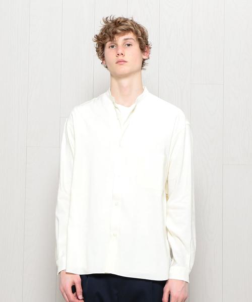 H　BEAUTY&YOUTH UNITED ARROWS（エイチビューティーアンドユースユナイテッドアローズ）の「＜H＞BAND COLLAR VOLUME SHIRT/シャツ（シャツ/ブラウス・メンズ・ホワイト/モカ・LARGE/MEDIUM/SMALL）」の9枚目の写真