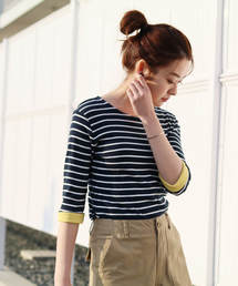 reca | <選べる2サイズ>recaオリジナル◇七分袖バイカラーボーダーカットソー【2018 S/S】(Tシャツ/カットソー)