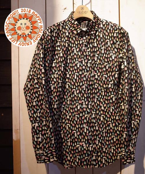 rovtski（ロフトスキー）の「rovtski ブルネコ旅シロクマ総柄シャツ（シャツ/ブラウス・メンズ・キナリ/ブラック系その他/ホワイト系その他/ホワイト系その他2/ピンク/ブルー/イエロー/ミント/ピンク系その他/ブラック・MEDIUM/LARGE）」の6枚目の写真
