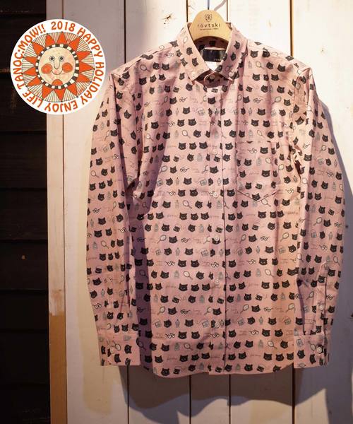 rovtski（ロフトスキー）の「rovtski ブルネコ旅シロクマ総柄シャツ（シャツ/ブラウス・メンズ・キナリ/ブラック系その他/ホワイト系その他/ホワイト系その他2/ピンク/ブルー/イエロー/ミント/ピンク系その他/ブラック・MEDIUM/LARGE）」の10枚目の写真