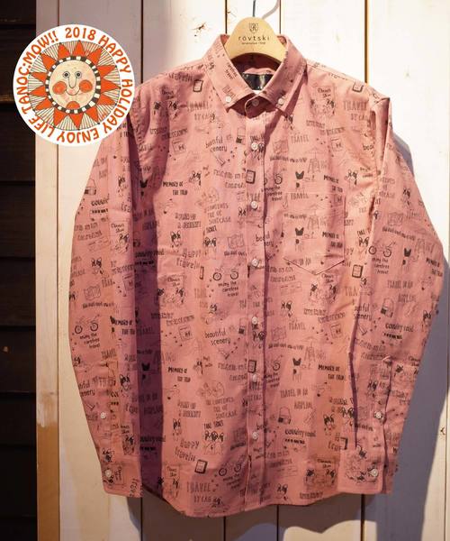 rovtski（ロフトスキー）の「rovtski ブルネコ旅シロクマ総柄シャツ（シャツ/ブラウス・メンズ・キナリ/ブラック系その他/ホワイト系その他/ホワイト系その他2/ピンク/ブルー/イエロー/ミント/ピンク系その他/ブラック・MEDIUM/LARGE）」の9枚目の写真