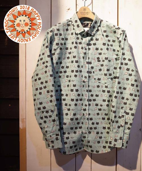 rovtski（ロフトスキー）の「rovtski ブルネコ旅シロクマ総柄シャツ（シャツ/ブラウス・メンズ・キナリ/ブラック系その他/ホワイト系その他/ホワイト系その他2/ピンク/ブルー/イエロー/ミント/ピンク系その他/ブラック・MEDIUM/LARGE）」の7枚目の写真