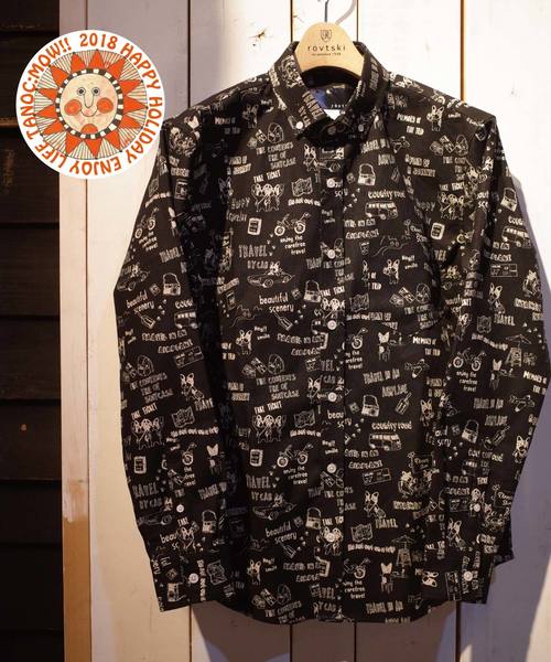 rovtski（ロフトスキー）の「rovtski ブルネコ旅シロクマ総柄シャツ（シャツ/ブラウス・メンズ・キナリ/ブラック系その他/ホワイト系その他/ホワイト系その他2/ピンク/ブルー/イエロー/ミント/ピンク系その他/ブラック・MEDIUM/LARGE）」の5枚目の写真