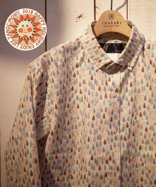 rovtski（ロフトスキー）の「rovtski ブルネコ旅シロクマ総柄シャツ（シャツ/ブラウス・メンズ・キナリ/ブラック系その他/ホワイト系その他/ホワイト系その他2/ピンク/ブルー/イエロー/ミント/ピンク系その他/ブラック・MEDIUM/LARGE）」の16枚目の写真
