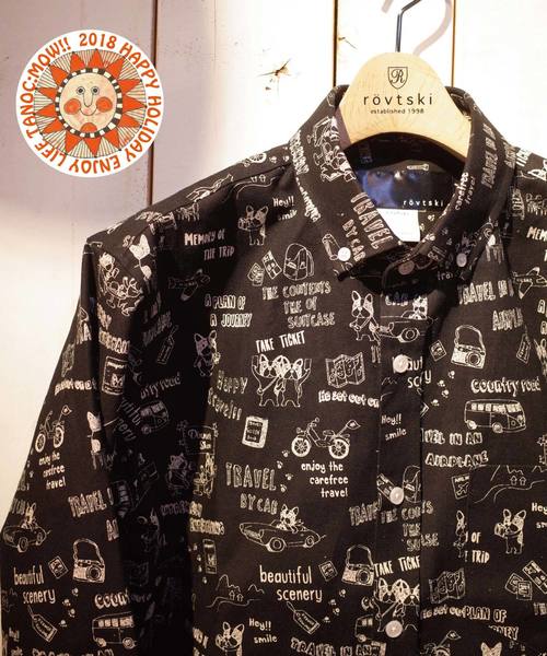 rovtski（ロフトスキー）の「rovtski ブルネコ旅シロクマ総柄シャツ（シャツ/ブラウス・メンズ・キナリ/ブラック系その他/ホワイト系その他/ホワイト系その他2/ピンク/ブルー/イエロー/ミント/ピンク系その他/ブラック・MEDIUM/LARGE）」の19枚目の写真