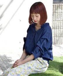 w closet | Vネック袖タックブラウス(シャツ/ブラウス)