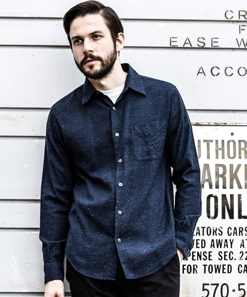 MR.OLIVE(ミスターオリーブ)の「SILK NEP CHAMBRAY / NO CREST LEGULAR COLLAR SHIRT(シャツ/ブラウス・メンズ・ベージュ/ネイビー/オフホワイト・SMALL/MEDIUM/LARGE)」の3枚目の写真