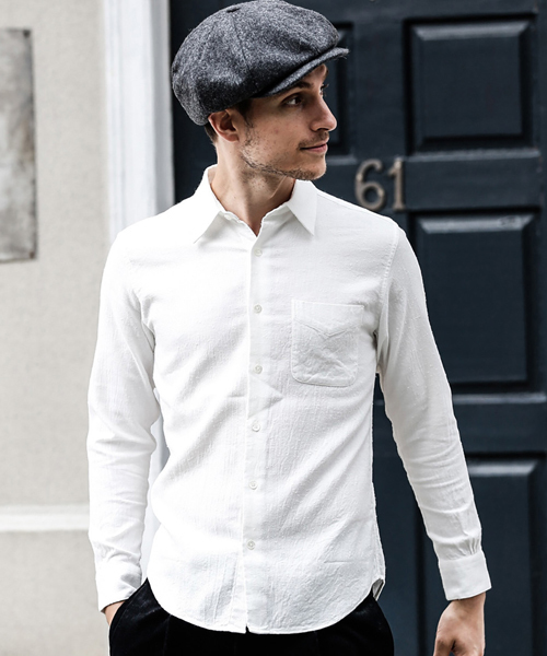 MR.OLIVE(ミスターオリーブ)の「SILK NEP CHAMBRAY / NO CREST LEGULAR COLLAR SHIRT(シャツ/ブラウス・メンズ・ベージュ/ネイビー/オフホワイト・SMALL/MEDIUM/LARGE)」の2枚目の写真