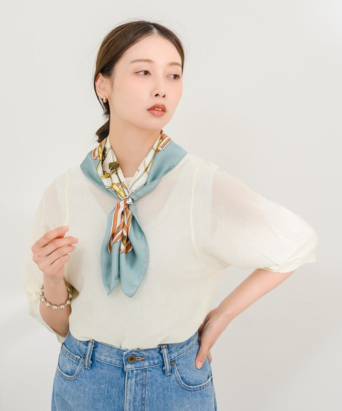 KATHARINE ROSS(キャサリンロス)の「【KATHARINE ROSS】タッセル柄ミニスカーフ WEB限定(バンダナ/スカーフ・レディース・グリーン/ネイビー/ピンク・ONE SIZE)」の8枚目の写真