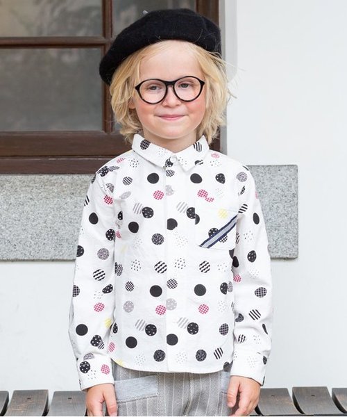 BREEZE（ブリーズ）の「ネット限定 3色3柄長袖シャツ（シャツ/ブラウス・キッズ・チェック/ドット/オフホワイト・80/90/95/100/110/120/130/140）」の2枚目の写真