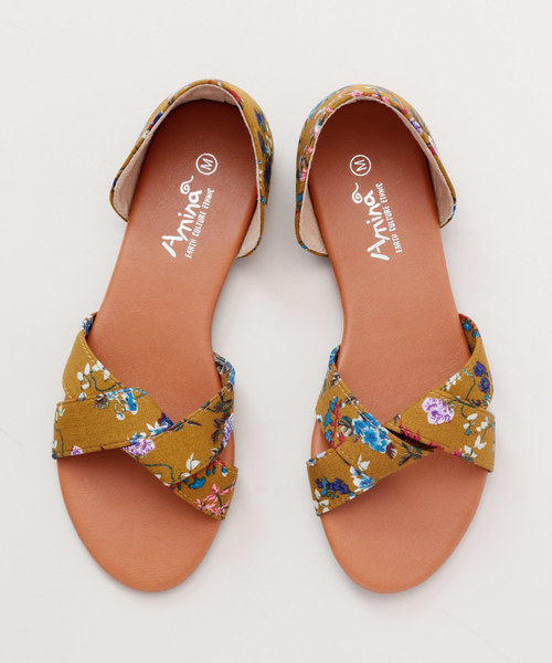 チャイハネ（チャイハネ）の「【チャイハネ】レトロフラワーフラットサンダル（サンダル・レディース・ブラック/カーキ・ONE SIZE）」の5枚目の写真