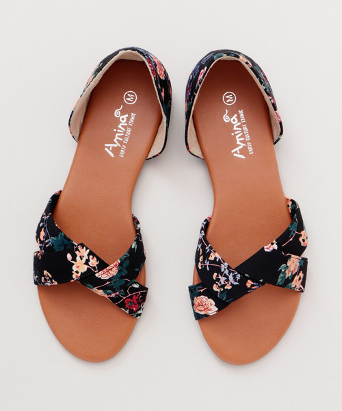 チャイハネ（チャイハネ）の「【チャイハネ】レトロフラワーフラットサンダル（サンダル・レディース・ブラック/カーキ・ONE SIZE）」の6枚目の写真