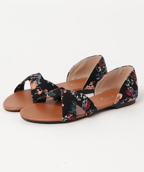 チャイハネ（チャイハネ）の「【チャイハネ】レトロフラワーフラットサンダル（サンダル・レディース・ブラック/カーキ・ONE SIZE）」の2枚目の写真