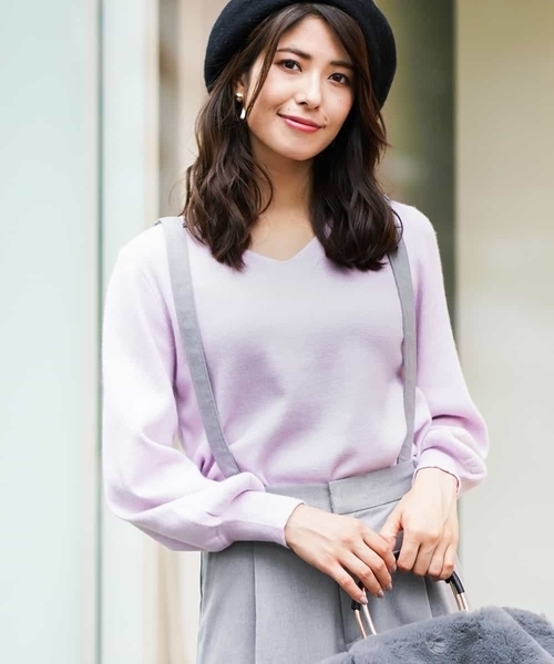 a.v.v（アーヴェヴェ）の「パフスリーブニット[WEB限定サイズ]（ニット/セーター・レディース・ブラック/グレー/パープル/イエロー/ライトピンク/レッド/ピンク/アイボリー/ライトグリーン・40/38/34/36/42）」の8枚目の写真