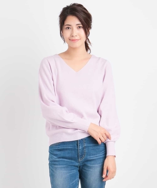 a.v.v（アーヴェヴェ）の「パフスリーブニット[WEB限定サイズ]（ニット/セーター・レディース・ブラック/グレー/パープル/イエロー/ライトピンク/レッド/ピンク/アイボリー/ライトグリーン・40/38/34/36/42）」の16枚目の写真