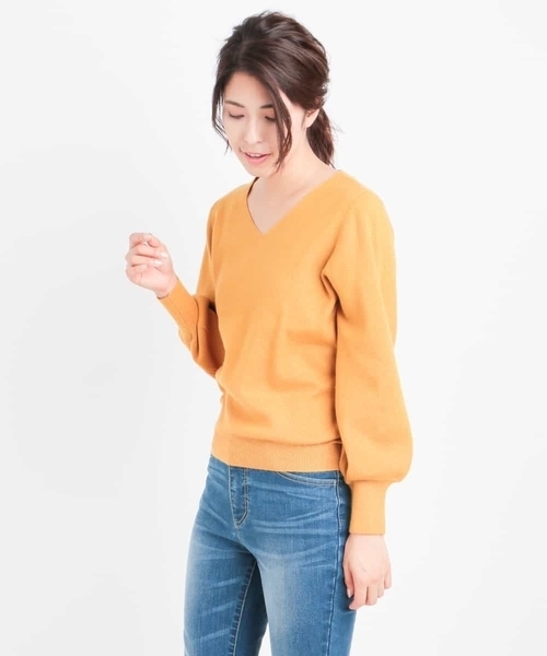 a.v.v（アーヴェヴェ）の「パフスリーブニット[WEB限定サイズ]（ニット/セーター・レディース・ブラック/グレー/パープル/イエロー/ライトピンク/レッド/ピンク/アイボリー/ライトグリーン・40/38/34/36/42）」の15枚目の写真