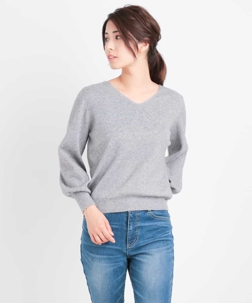 a.v.v（アーヴェヴェ）の「パフスリーブニット[WEB限定サイズ]（ニット/セーター・レディース・ブラック/グレー/パープル/イエロー/ライトピンク/レッド/ピンク/アイボリー/ライトグリーン・40/38/34/36/42）」の13枚目の写真