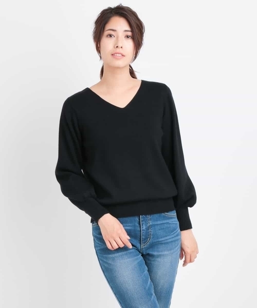 a.v.v（アーヴェヴェ）の「パフスリーブニット[WEB限定サイズ]（ニット/セーター・レディース・ブラック/グレー/パープル/イエロー/ライトピンク/レッド/ピンク/アイボリー/ライトグリーン・40/38/34/36/42）」の12枚目の写真