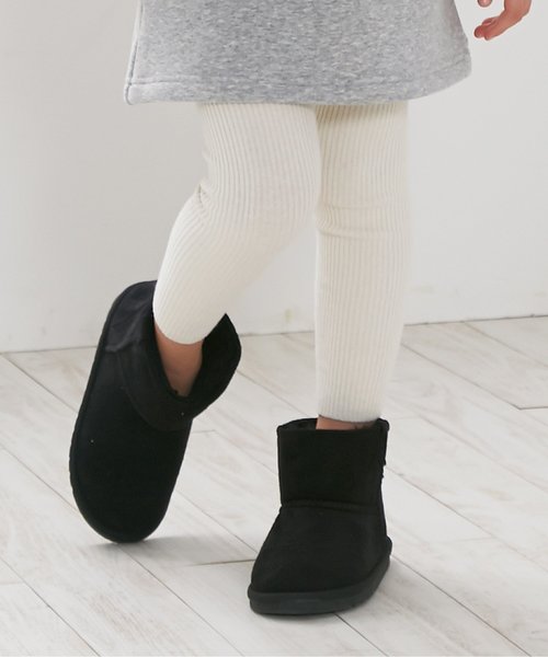 apres les cours（アプレレクール）の「リブニットレギンス 10分丈（レギンス/スパッツ・キッズ・アイボリー/ブラック/その他/マスタード・90/120/80/100/130/110/140）」の2枚目の写真