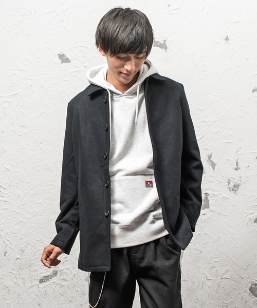 MinoriTY（マイノリティ）の「メルトンステンカラーコート（ステンカラーコート・メンズ・ブラック/グレー/ブラウン/ネイビー/キャメル/その他/その他1/ワイン/チャコール・S/M/L/LL）」の6枚目の写真