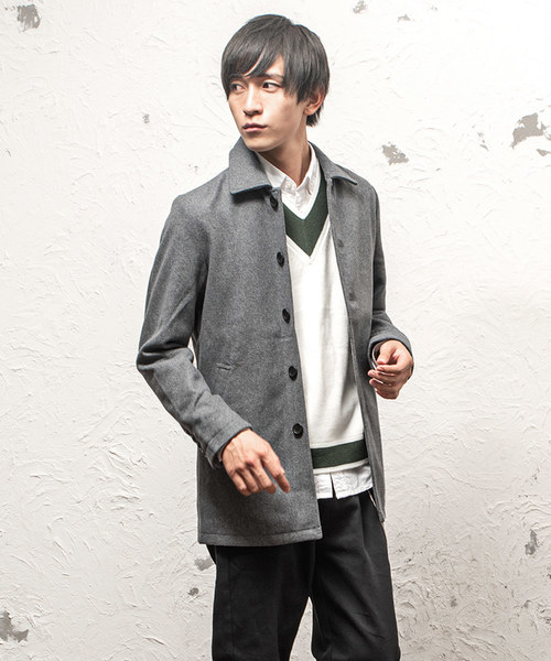 MinoriTY（マイノリティ）の「メルトンステンカラーコート（ステンカラーコート・メンズ・ブラック/グレー/ブラウン/ネイビー/キャメル/その他/その他1/ワイン/チャコール・S/M/L/LL）」の3枚目の写真