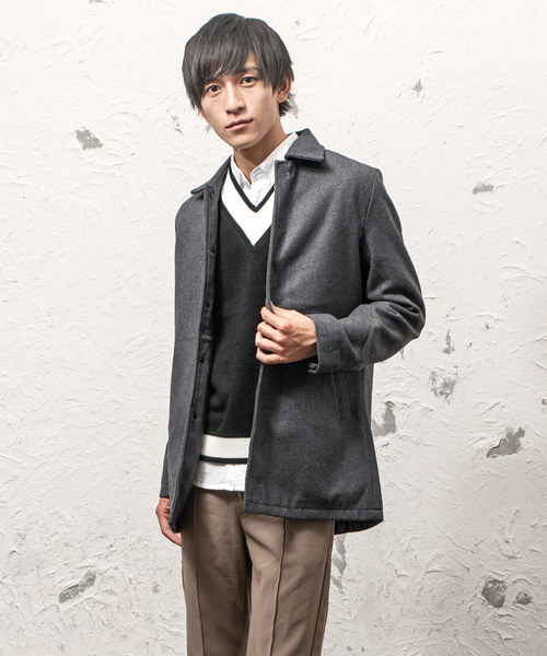 MinoriTY（マイノリティ）の「メルトンステンカラーコート（ステンカラーコート・メンズ・ブラック/グレー/ブラウン/ネイビー/キャメル/その他/その他1/ワイン/チャコール・S/M/L/LL）」の4枚目の写真