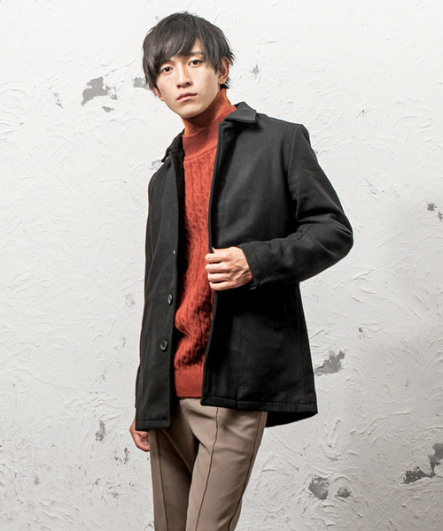 MinoriTY（マイノリティ）の「メルトンステンカラーコート（ステンカラーコート・メンズ・ブラック/グレー/ブラウン/ネイビー/キャメル/その他/その他1/ワイン/チャコール・S/M/L/LL）」の2枚目の写真