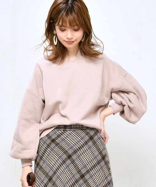 natural couture(ナチュラルクチュール)の「裏起毛キーネックプルオーバー(スウェット・レディース・アイボリー/ブラック/パープル/ピンクベージュ/ボルドー・FREE)」の17枚目の写真