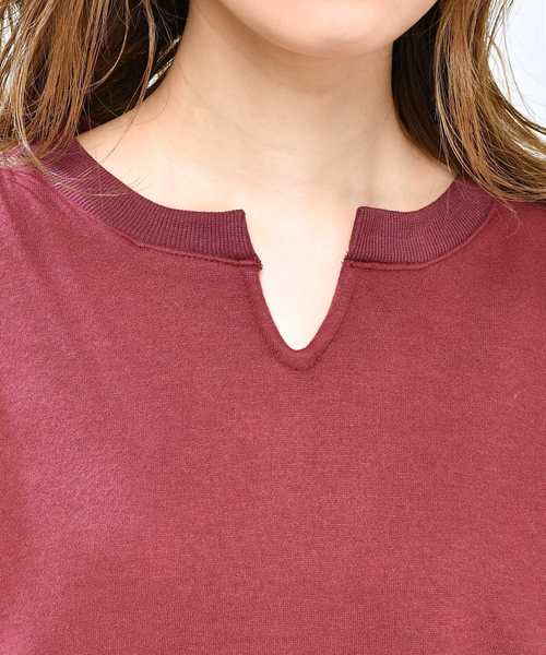 natural couture(ナチュラルクチュール)の「裏起毛キーネックプルオーバー(スウェット・レディース・アイボリー/ブラック/パープル/ピンクベージュ/ボルドー・FREE)」の7枚目の写真
