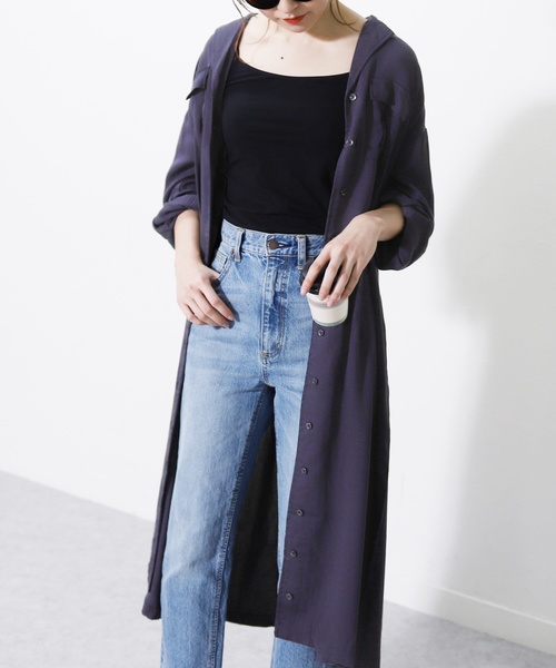 reca(レカ)の「ウエストリボン大人カジュアルシャツワンピース(ワンピース・レディース・ベージュ/ネイビー/カーキ・M/L)」の3枚目の写真