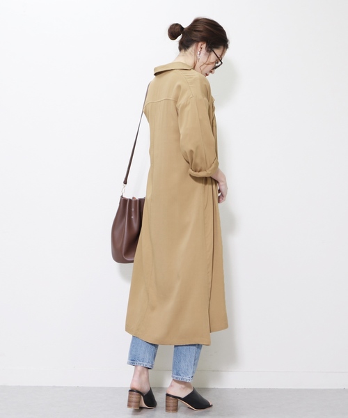 reca(レカ)の「ウエストリボン大人カジュアルシャツワンピース(ワンピース・レディース・ベージュ/ネイビー/カーキ・M/L)」の12枚目の写真