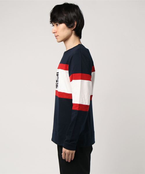 STYLEBLOCK（スタイルブロック）の「配色切り替えプリント入りクルーネックスウェットトレーナー（スウェット・メンズ・ホワイト/ブラック/ネイビー・L/LL/M）」の4枚目の写真
