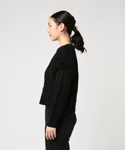 STYLEBLOCK（スタイルブロック）の「ケーブル編みフリンジニット（ニット/セーター・レディース・ホワイト/ベージュ/グレー/イエロー/ブラック・M）」の7枚目の写真